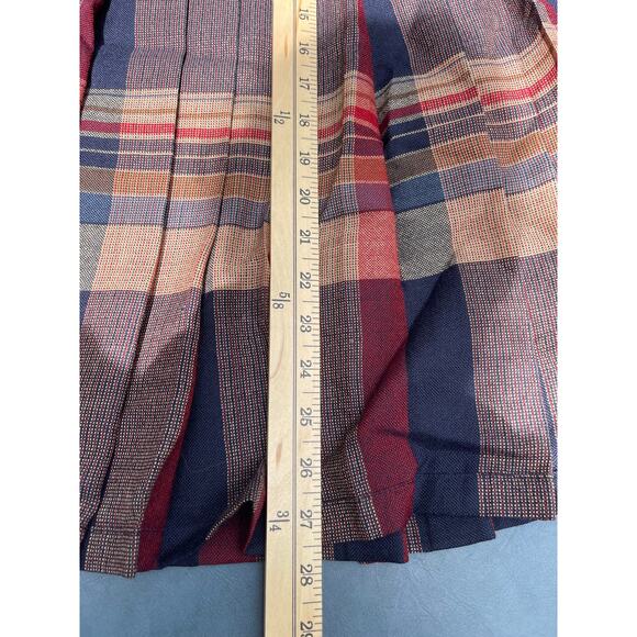 Vintage Plaid Wool Pleated Skirt Tartan Reversible Blue Maroon Scottish Irish 12 - Picture 10 of 13